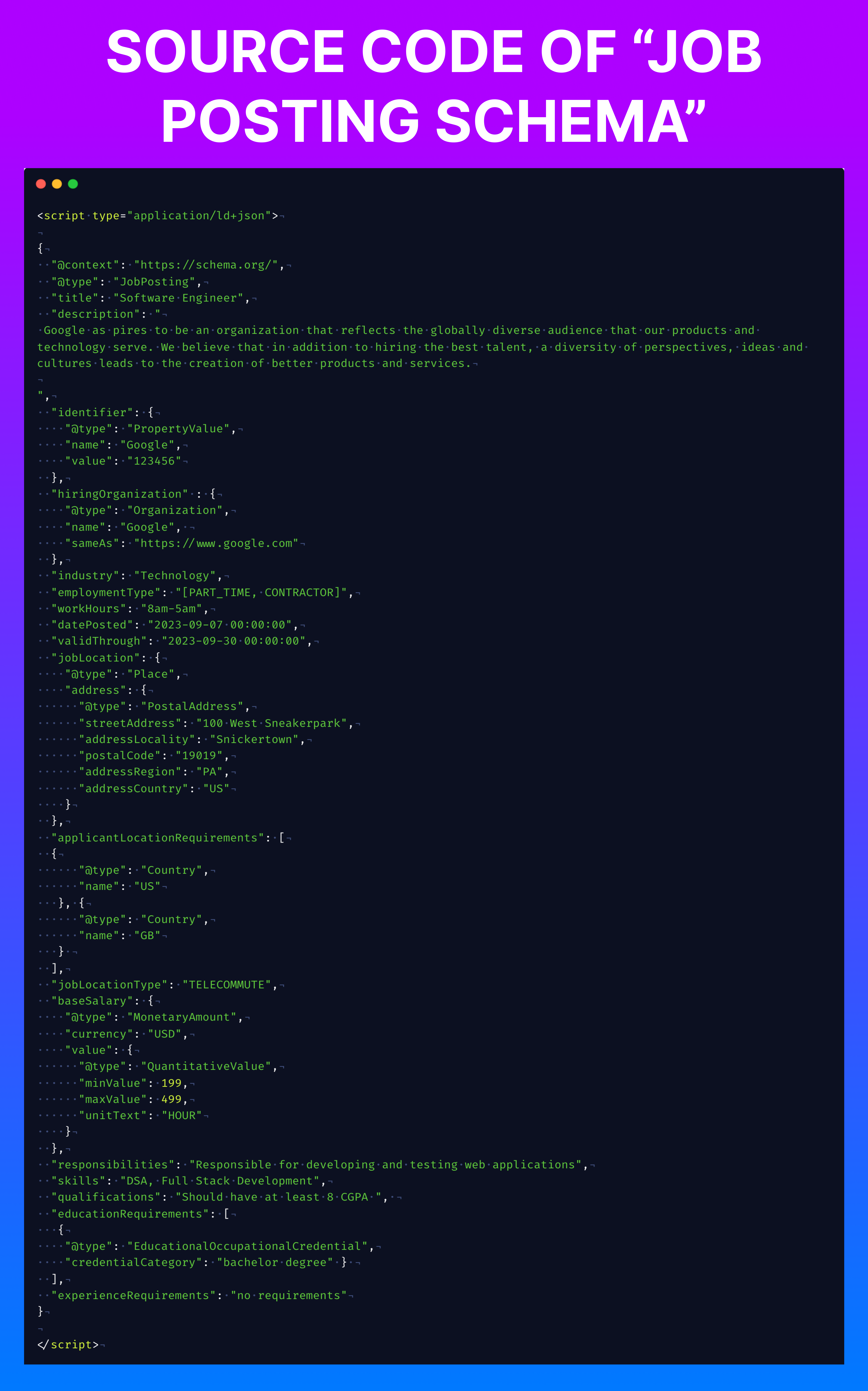 Preview of Job Posting Schema