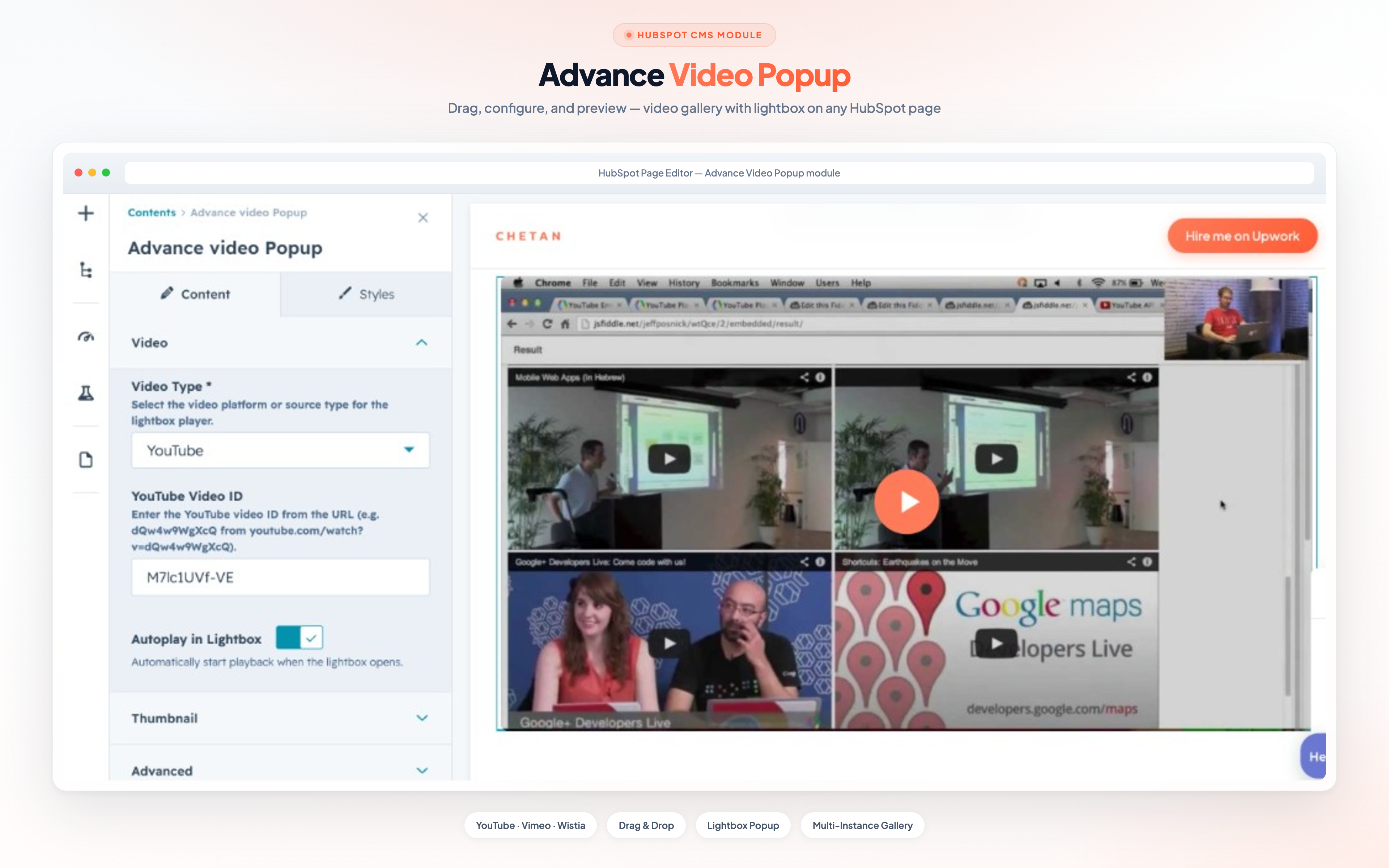 Preview of Advance Video Popup