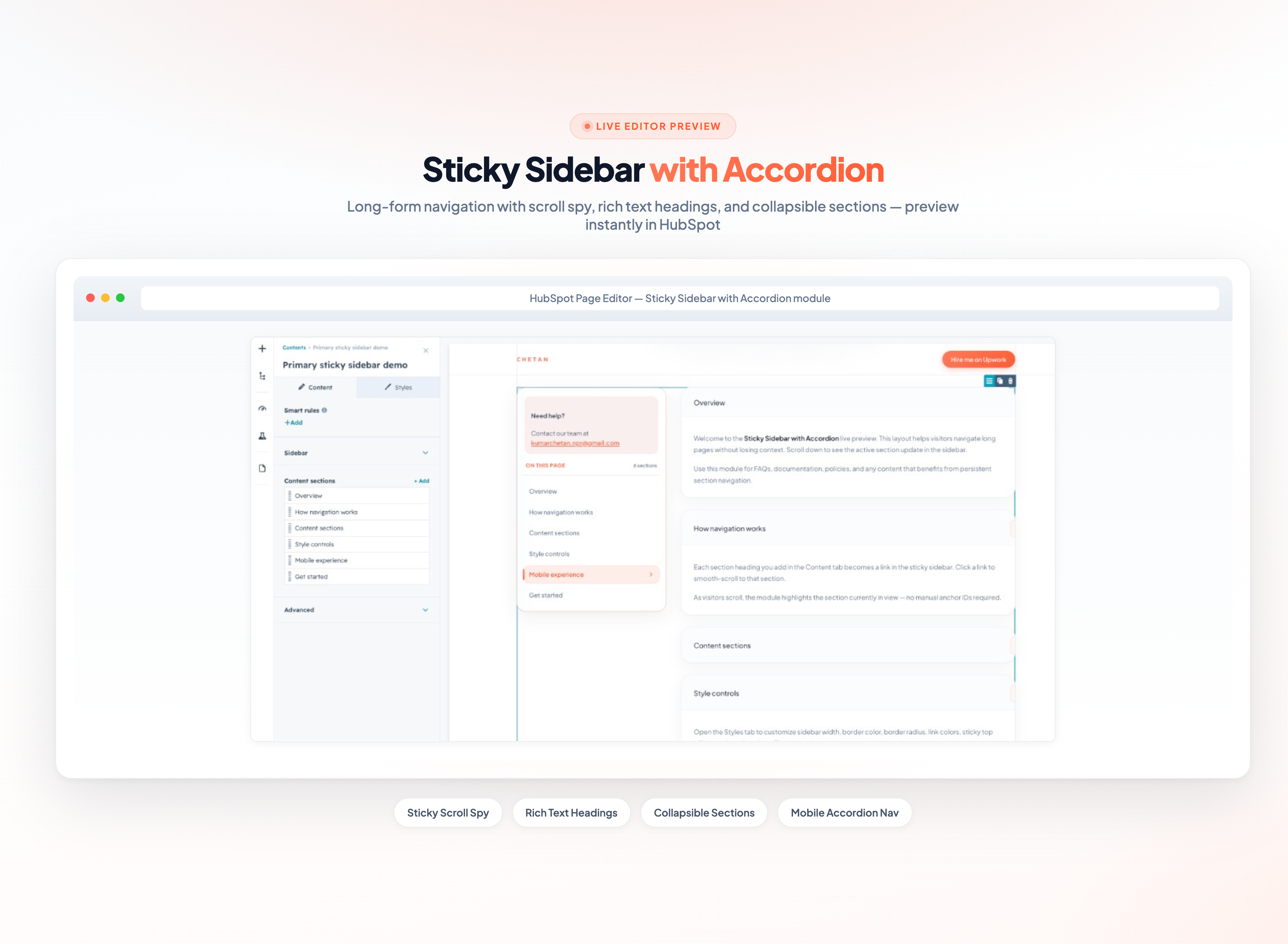 Preview of Sticky Sidebar With Accordion