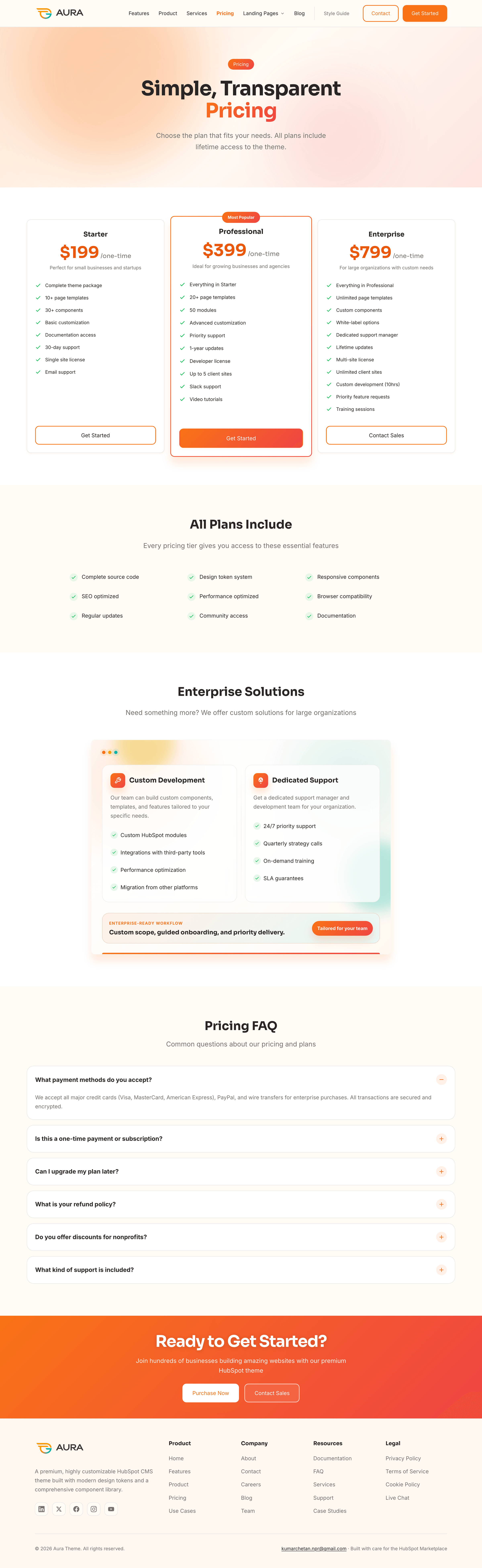 Aura pricing page